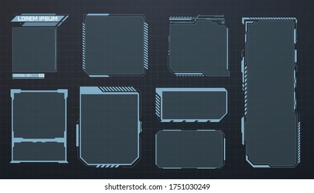 HUD Set Frames. Futuristic Modern User Interface Elements, Hud Control Panel.  High Tech Screen For Video Game. Sci-fi Concept Design.  Information Call Box Bars And Modern Digital Info Boxes Layout