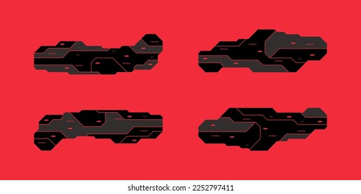 HUD set frames, futuristic modern user interface elements, control panel, cyberpunk interface panel vector illustration set.