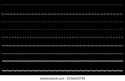 HUD set rulers measure white on black cyber technology futuristic geometric vector illustration.