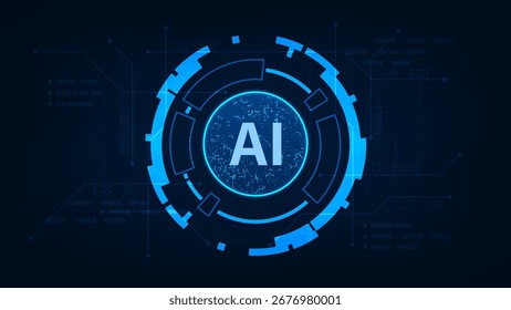HUD with shield technology background artificial internet digital tech circle with line circuit futuristic concept