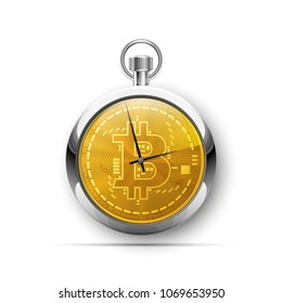 HUD stopwatch bitcoin. Digital currency pocket watch money. 