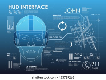 HUD style icon elements. Head-up display elements for the web and app. Futuristic user interface. Virtual graphic. application for navigation and positioning on the ground. 