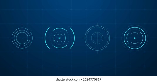 Ponteiros de destino ou meta de HUD futuristas. Ilustração vetorial