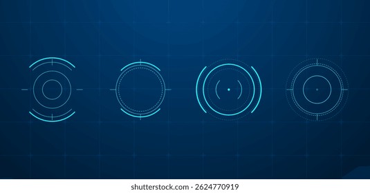 Ponteiros de destino ou meta de HUD futuristas. Ilustração vetorial