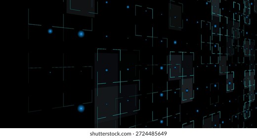 Hud Tech. Abstract Technology Grid (em inglês). Padrão de interface de linha digital 3D. Game Blueprint Futuristic Data Bg. Textura da interface do usuário do Vetor Future. Ciber Paisagem da Tela Ciência. Design digital wireframe 