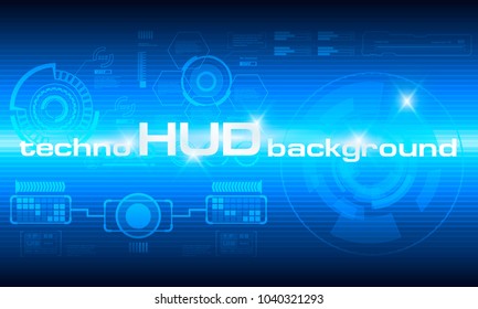 HUD techno background with floating numbers. HUD technology background, colorful digital background, 3D technology interface