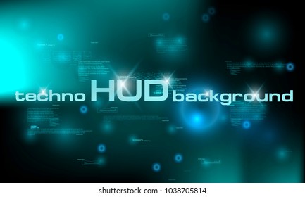 HUD technology background, colorful digital background, 3D technology interface. HUD techno background with floating numbers