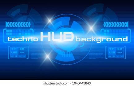 HUD technology background, colorful digital background, 3D technology interface. HUD techno background with floating numbers