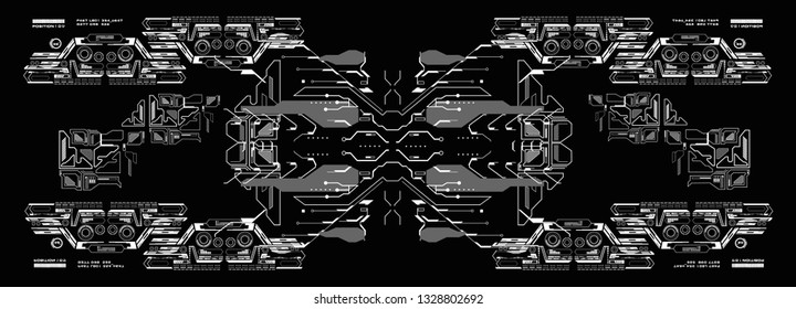 HUD technology background, digital background, 3D technology interface. HUD techno background
