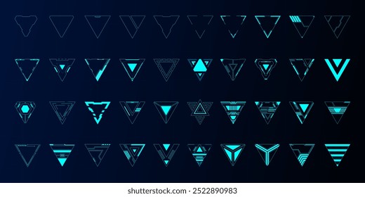 Hud technology triangle abstract frame set futuristic design.