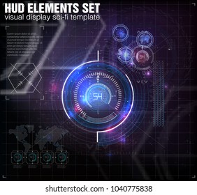 HUD UI. Abstract virtual graphic touch user interface. Infographic. Vector science abstract.  Vector illustration. Futuristic user interface. Sky-fi HUD. Vector eps10.