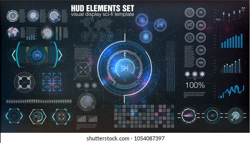 HUD UI. Abstract virtual graphic touch user interface. Infographic. Vector science abstract.  Vector illustration. Futuristic user interface. Sky-fi HUD. Vector.