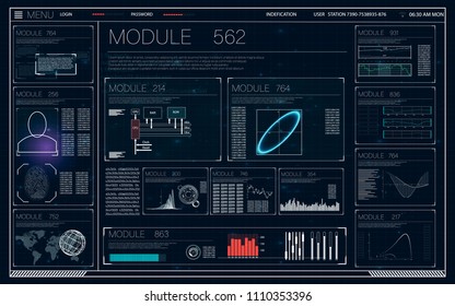 HUD UI  app. Futuristic user interface HUD and Infographic elements. Future technology display design. Futuristic interface element. Futuristic screen hud concept. Hud futuristic template. 