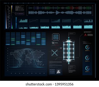 Hud Ui App. Futuristic User Interface Hud And Infographic Elements. Abstract Virtual Graphic Touch User Interface. Ui Hud Infographic Interface Screen Monitor Radar Set Web Elements