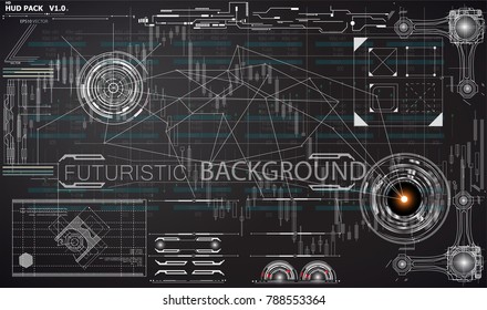 HUD UI background outer space. infographic elements. futuristic user interface. Vector science Polygonal background. Black and white infographic elements. futuristic user interface HUD