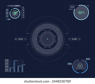 HUD UI for business app. Futuristic user interface HUD and Infographic elements. 
UI, aim hud infographic interface screen monitor radar set web elements
