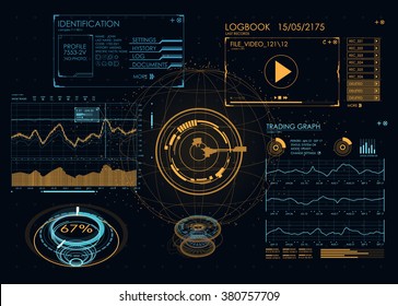 HUD UI For Business App. Futuristic User Interface HUD And Infographic Elements. Abstract Virtual Graphic Touch User Interface. UI Hud Infographic Interface Screen Monitor Radar Set Web Elements