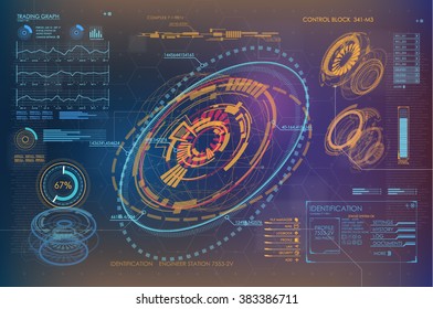 HUD UI for business app. Futuristic user interface HUD and Infographic elements. Abstract virtual graphic touch user interface. UI hud infographic interface screen monitor radar set web elements