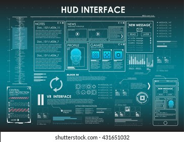 HUD UI for business app. Futuristic user interface HUD and Infographic elements. Abstract virtual graphic touch user interface. UI hud infographic interface screen monitor radar set web elements