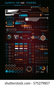 HUD UI for business app. Futuristic user interface HUD and Infographic elements. Abstract virtual graphic touch user interface. UI hud infographic interface screen monitor radar set web elements