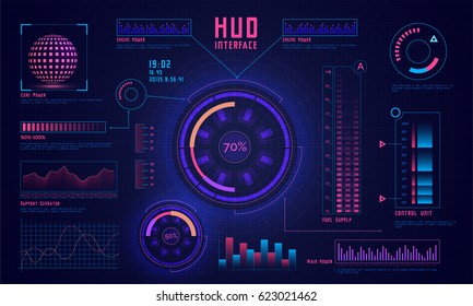 HUD UI for business app. Futuristic user interface HUD and Infographic elements. Abstract virtual graphic touch user interface. UI hud infographic interface screen monitor radar set web elements