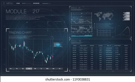 HUD UI for business app. User interface of the future. Infographic elements.Technology background.