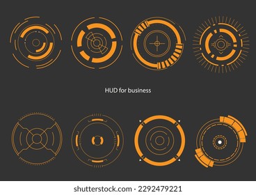 HUD UI for business set. futuristic user interface stock vector, HUD round frames aim control target interface vector image vectorstock.