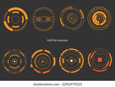 HUD UI for business set. futuristic user interface stock vector, HUD round frames aim control target interface vector image vectorstock.