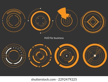 HUD UI for business set. futuristic user interface stock vector, HUD round frames aim control target interface vector image vectorstock.