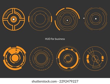 HUD UI for business set. futuristic user interface stock vector, HUD round frames aim control target interface vector image vectorstock.