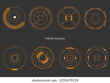 HUD UI for business set. futuristic user interface stock vector, HUD round frames aim control target interface vector image vectorstock.