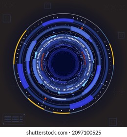 HUD UI Circular Futuristic Connection Spinning Digital DataTransfer Simulation Concept Vector.