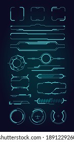 Hud Ui Elements. Sci Fi Infographic Modern Space Symbols For Web Design Interface Futuristic Digital Frames For Screen And Dividers Vector Set