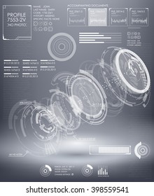 HUD UI for engineering app. Futuristic user interface HUD and Infographic elements. Abstract virtual graphic touch user interface. UI hud infographic interface screen monitor radar set web elements