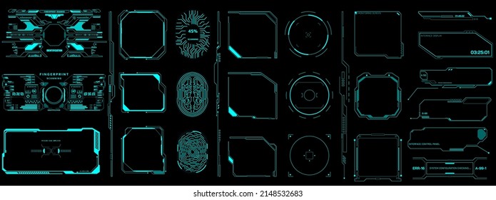 HUD UI Futuristic Element Set Vector. Abstract Virtual Graphic For User Interface Control Panel, Game, Infographic Work, Apps Illustration.