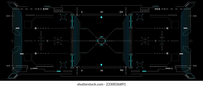 HUD UI Futuristic Screen Monitoring Virtual System Analysis Infographic Vector Design. Technology Digital Aiming Target Scanning Illustration.