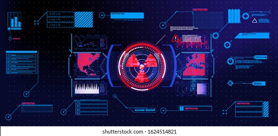 HUD, UI, GUI futuristic user interface screen elements set. High tech screen for video game. Sci-fi concept design. Callouts titles. Modern banners, frames of lower third. Red. Vector illustration