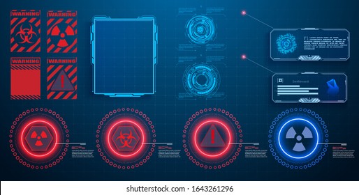 HUD, UI, GUI futuristic user interface screen elements set. High tech screen for video game. Sci-fi concept design. User interface HUD and Infographic elements, virtual graphic. Vector illustration