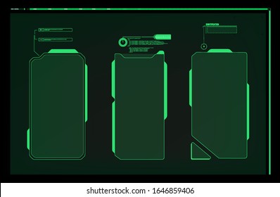 HUD, UI, GUI futuristic user interface screen elements set. High tech screen for video game. Sci-fi concept design. Callouts titles. Modern banners, frames of lower third. Red. Vector illustration
