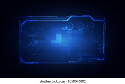 HUD, UI, GUI futuristic user interface screen elements. High tech screen for video game. Sci-fi concept design.