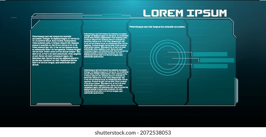HUD UI GUI futuristic user interface screen elements set. High tech screen for video game. Sci-fi concept design. Square Frames Blocks Set HUD Interface Elements.
