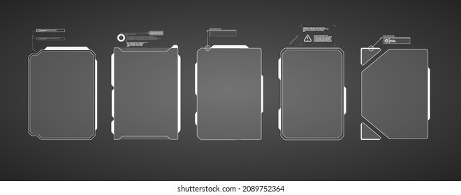 HUD, UI, GUI futuristic user interface screen elements set. High tech screen for video game. Abstract virtual graphic touch user interface.   game style. Modern elements of cyberpunk. 