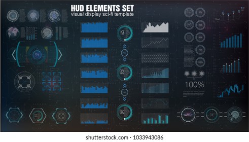 HUD UI. set abstract virtual graphic touch user interface. Infographic. Vector science abstract.  Vector illustration. Futuristic user interface. Sky-fi HUD. Vector eps10.