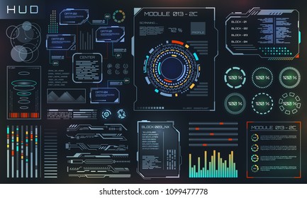 HUD and UI Set Elements, Sci Fi Futuristic User Interface, Tech and Science Design - Illustration Vector