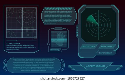 HUD and UI vector elements. Futuristic user interface with graphs and diograms. Vector illustration
