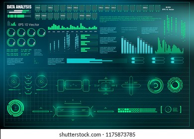 HUD user interface. Data analysis, visualization futuristic infographic information, visual datatrade map, diagrams virtual interface