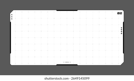 Hud quadro futurista vetor com grade em um fundo branco. Interface do usuário moderna para tecnologia digital e design de jogos.