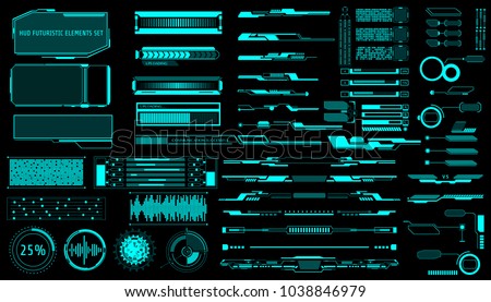 HUD Virtual Futuristic Elements Set Vector. Green Object Abstract Graphic For User Interface Control Panel Game Apps Illustration.