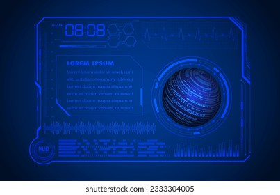 HUD world circuit board future technology, blue hud cyber security concept background
