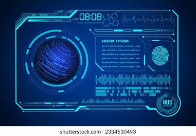 HUD world circuit board future technology, blue hud cyber security concept background
